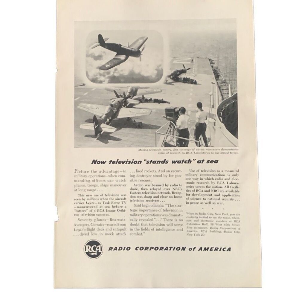 Vintage 1949 Radio Corporation of America RCA Stands Watch Ad Advertisement